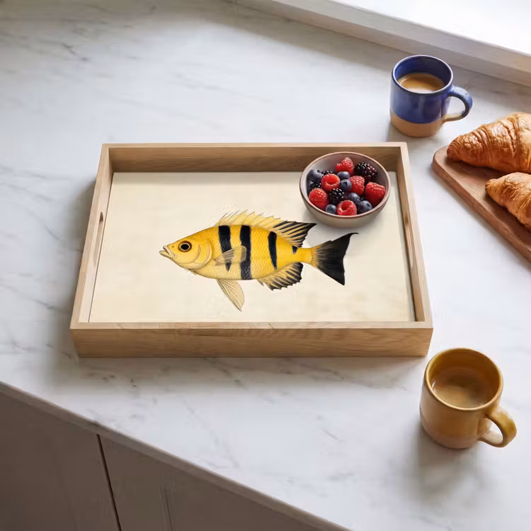 Tray - Yellow - Fish - Stripes - Tropical — 3