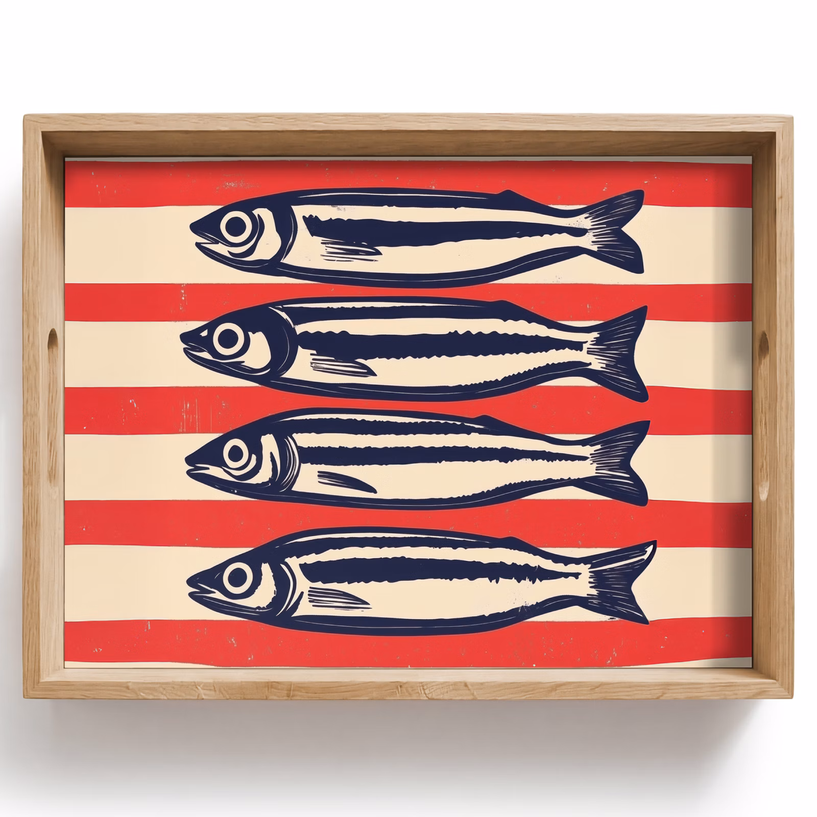 Tray - Sardines - Red and beige stripes — 1