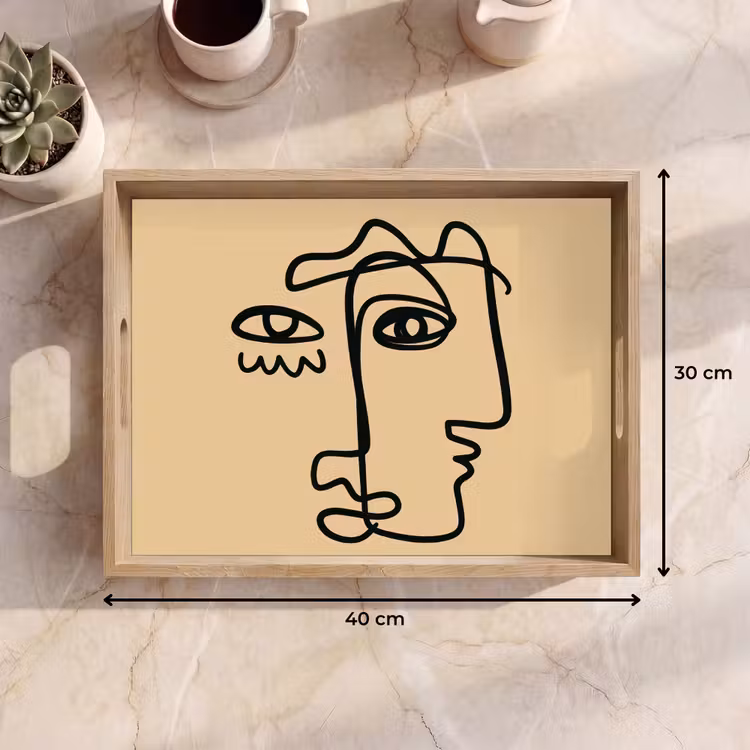 Tray - Overlapping profiles - Light brown - Black — 8