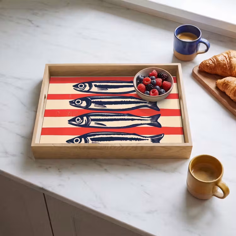 Tray - Sardines - Red and beige stripes — 3