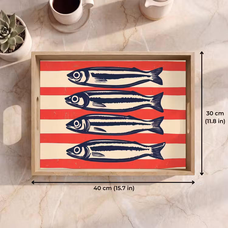 Tray - Sardines - Red and beige stripes — 7