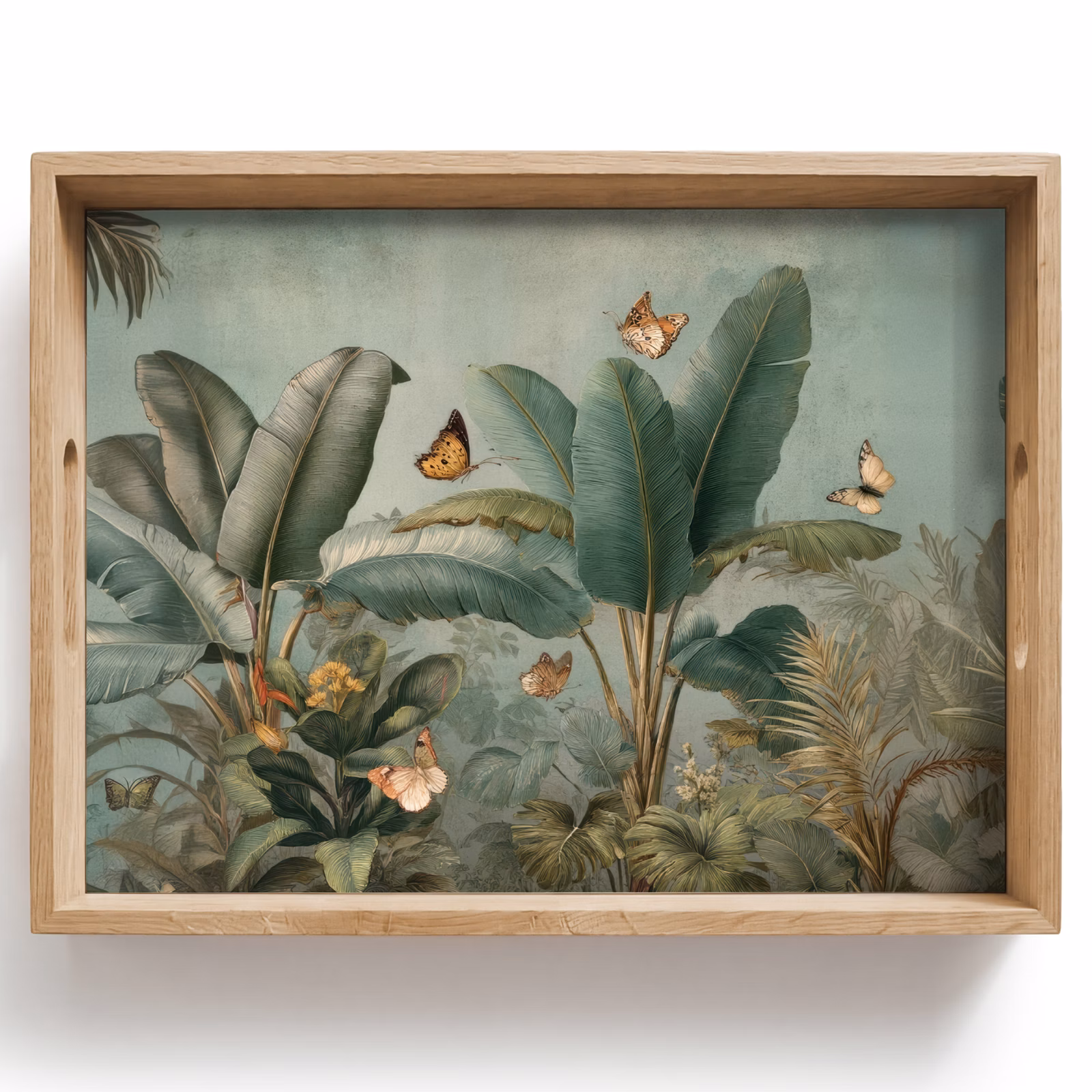 Tray - Tropical foliage - Butterflies - green - Brown — 1