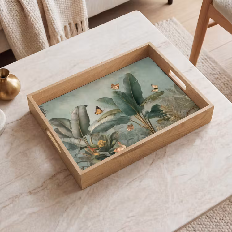 Tray - Tropical foliage - Butterflies - green - Brown — 2