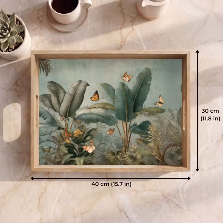 Tray - Tropical foliage - Butterflies - green - Brown — 7