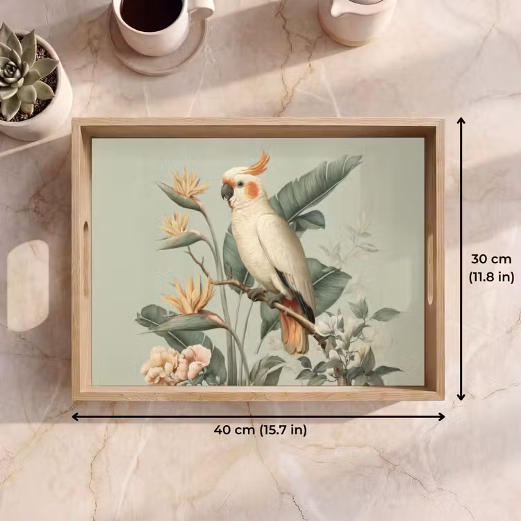 Tray - Yellow crested cockatoo - bird of paradise flowers - Green — 7
