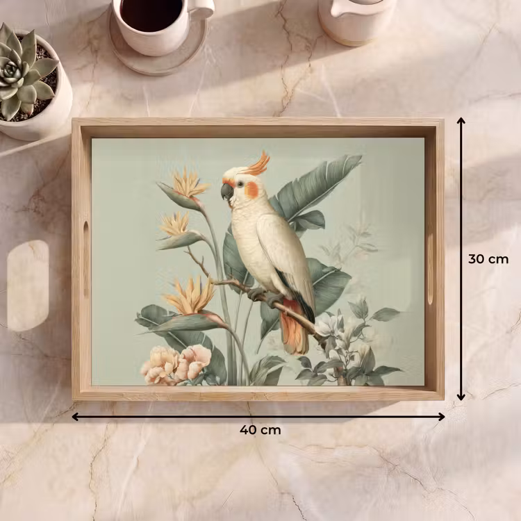 Tray - Yellow crested cockatoo - bird of paradise flowers - Green — 8