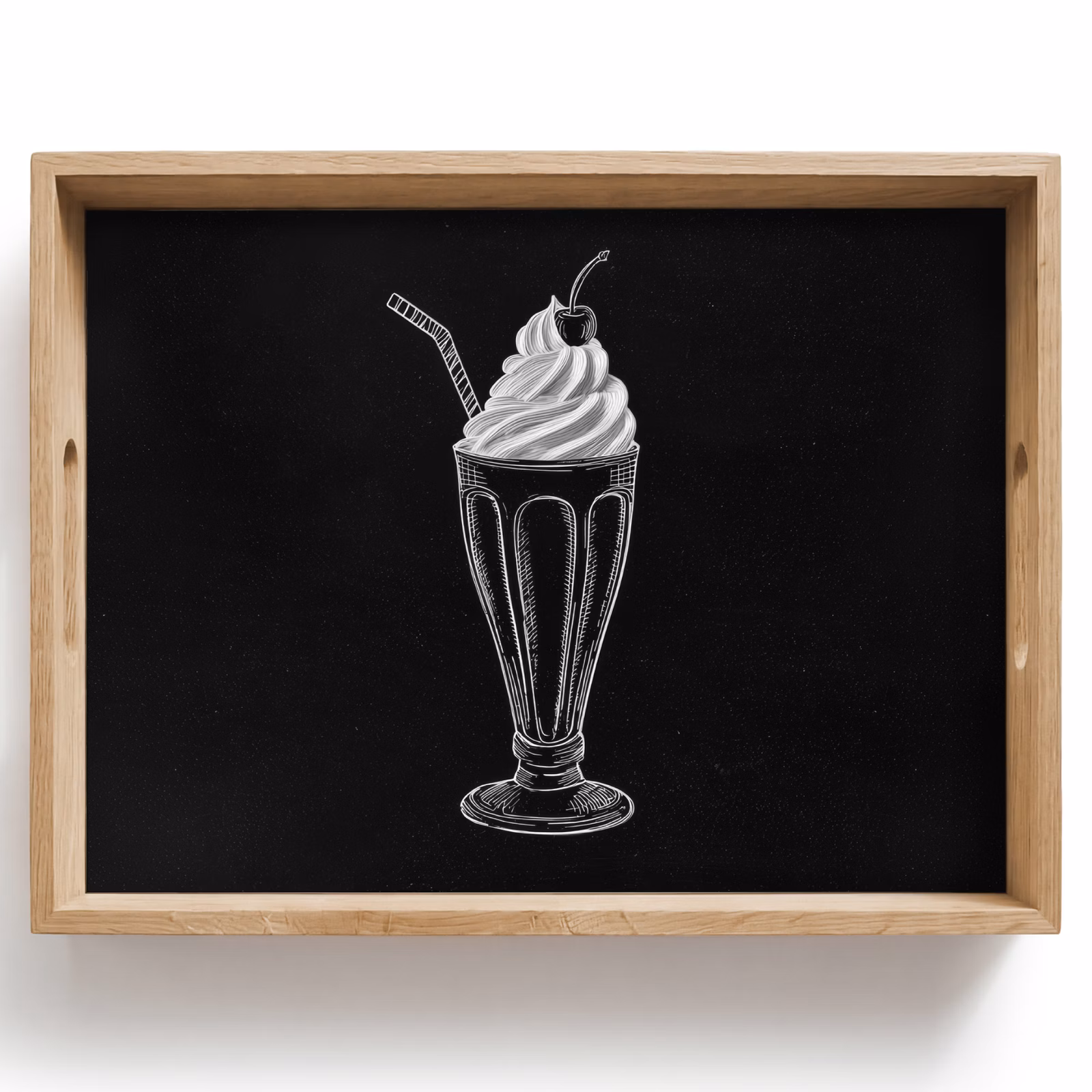 Tray - Ice cream sundae - Cherry - Chalk style - Whipped cream — 1