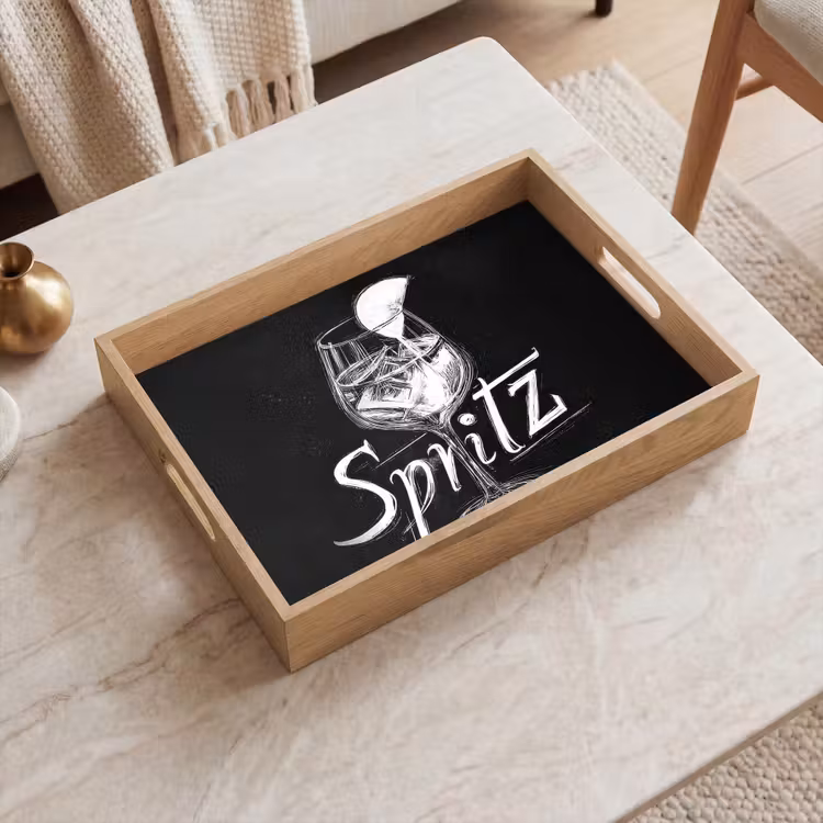 Tray - Glass spritz - Chalk letters - Ice cubes - Lemon — 2