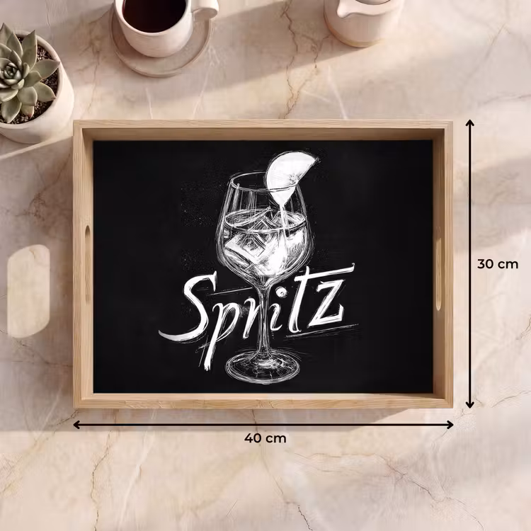 Tray - Glass spritz - Chalk letters - Ice cubes - Lemon — 8