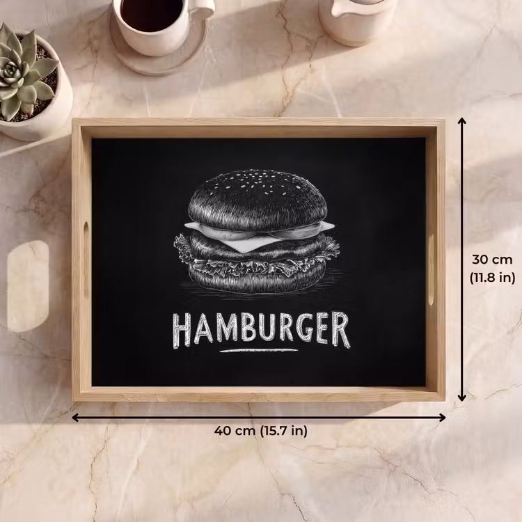 Tray - Hamburger - Chalk text - Black - White — 7