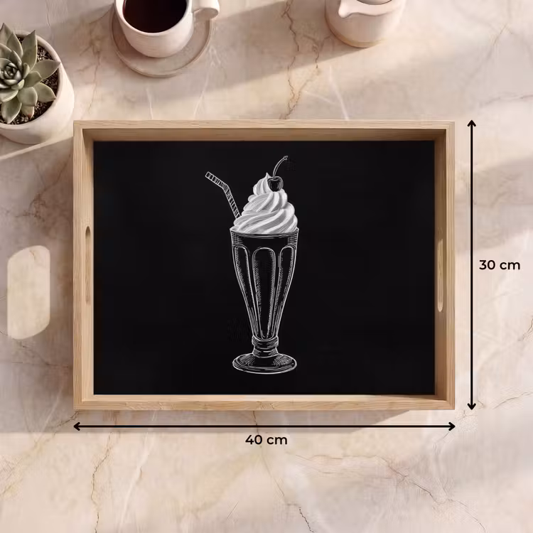 Tray - Ice cream sundae - Cherry - Chalk style - Whipped cream — 8
