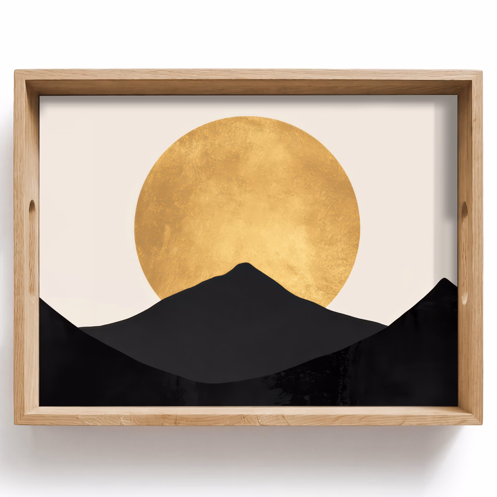 Tray - Mountain silhouettes - Golden circle - Beige — 1