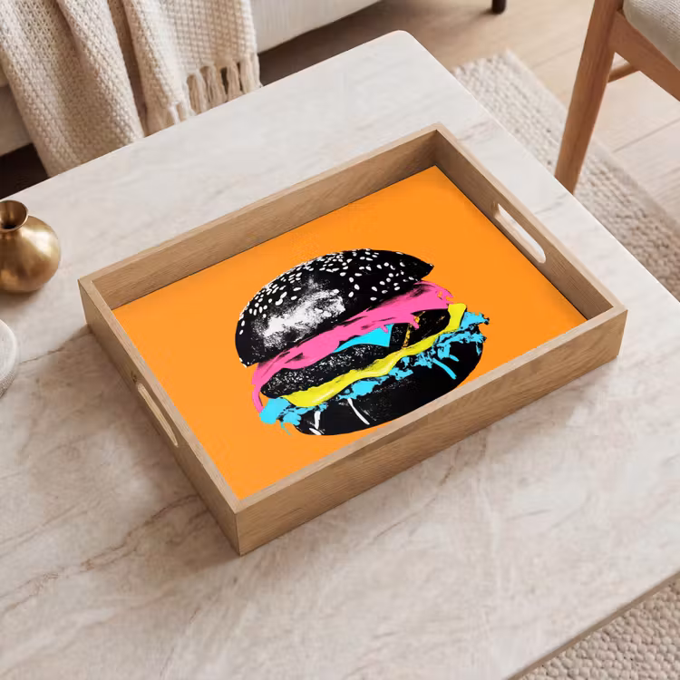 Tray - Hamburger - Orange - Neon - pop art — 2