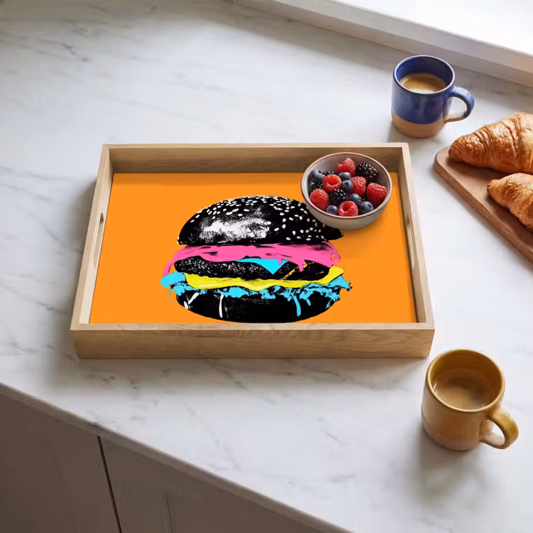 Tray - Hamburger - Orange - Neon - pop art — 3