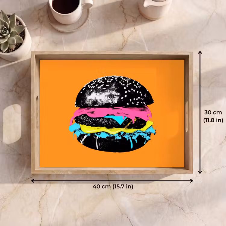 Tray - Hamburger - Orange - Neon - pop art — 7
