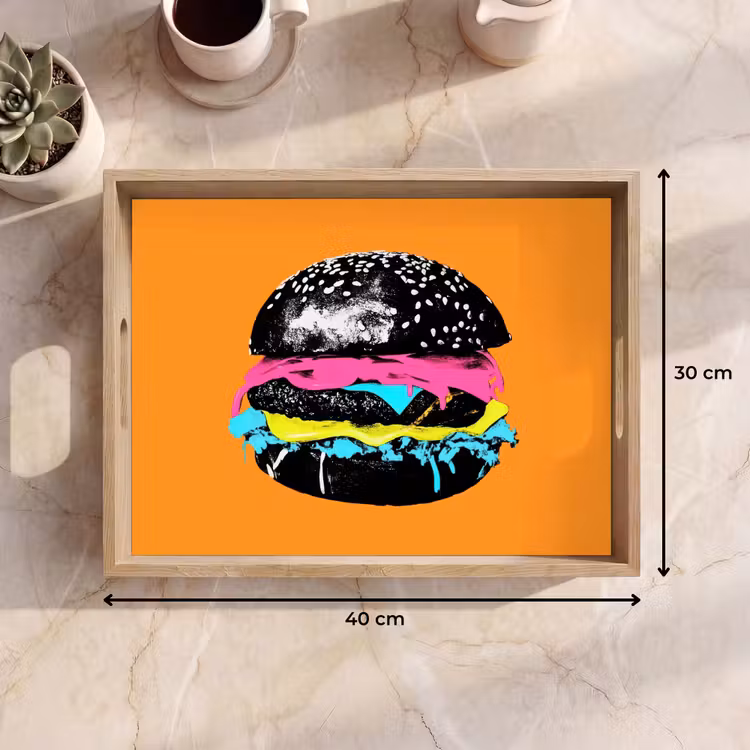 Tray - Hamburger - Orange - Neon - pop art — 8
