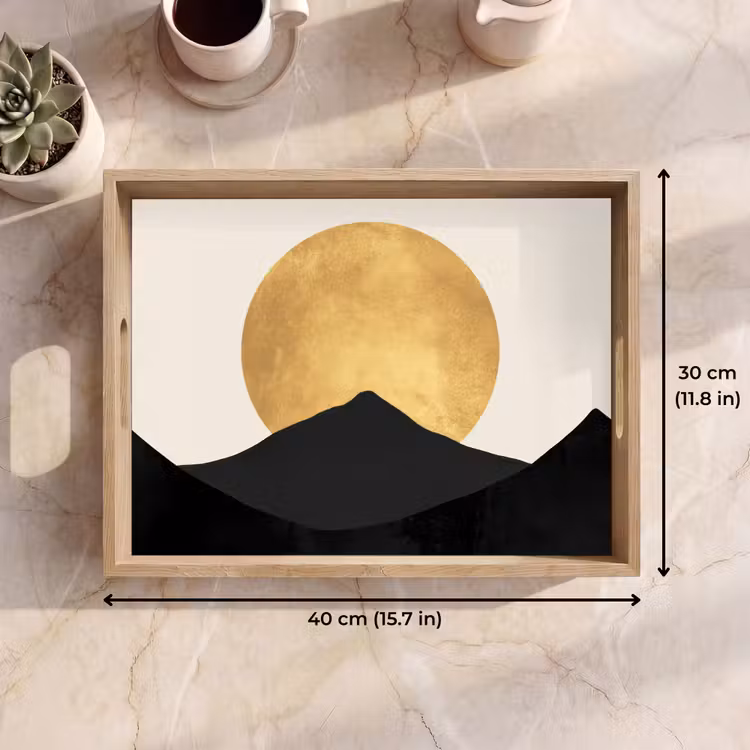 Tray - Mountain silhouettes - Golden circle - Beige — 7