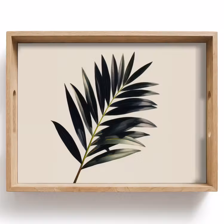 Tray - Palm leaf - Subtle - Green - beige — 1