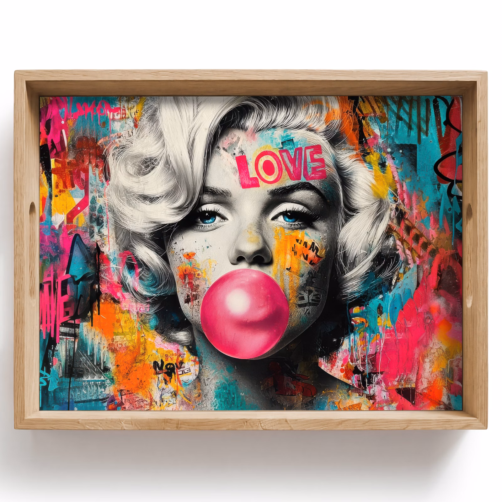 Tray - Woman - Chewing gum - Graffiti - Neon colors — 1