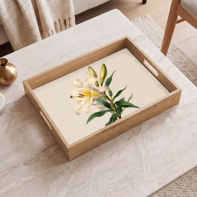 Tray - Lily - Elegant - Botanical - Beige — 2