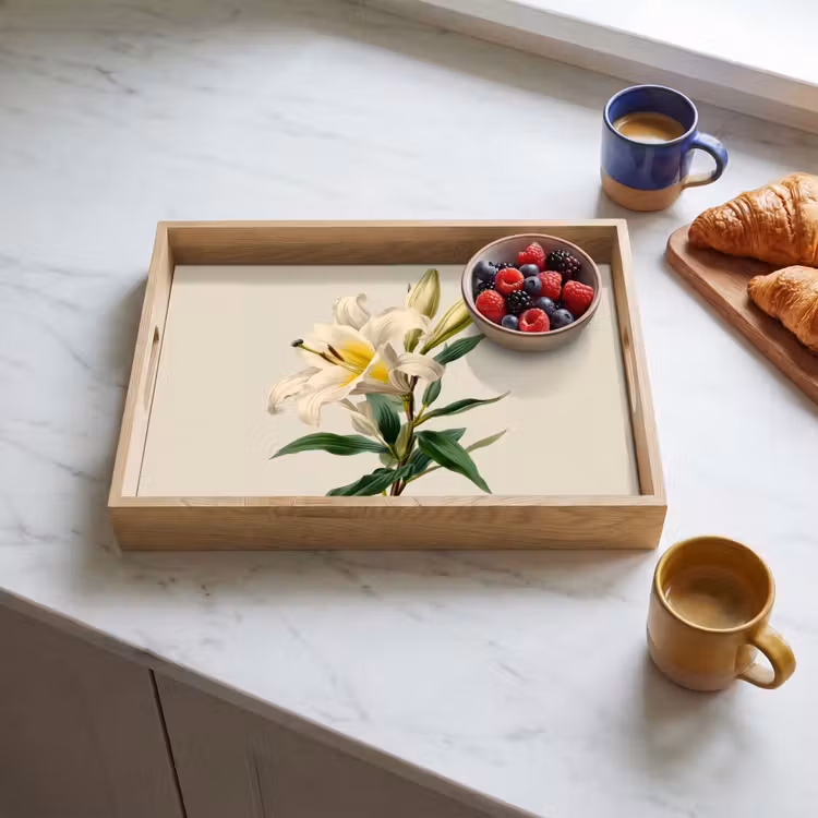 Tray - Lily - Elegant - Botanical - Beige — 3