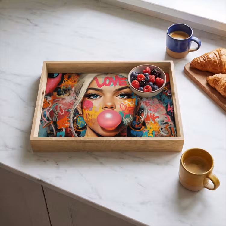 Tray - Woman - Chewing gum - Graffiti - Love — 3