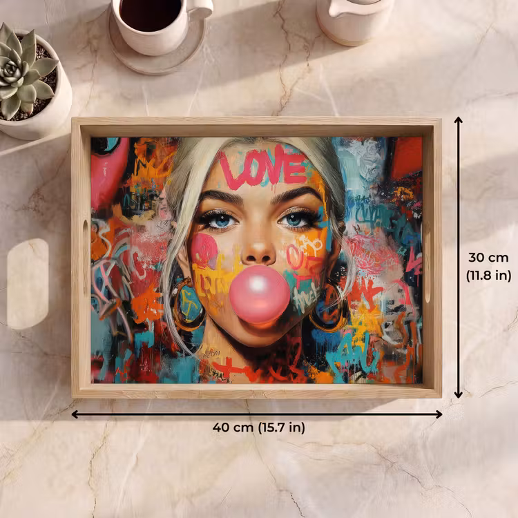 Tray - Woman - Chewing gum - Graffiti - Love — 7