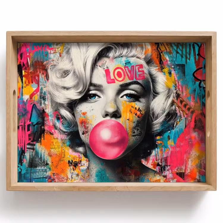Tray - Woman - Chewing gum - Graffiti - Neon colors — 1