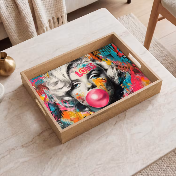 Tray - Woman - Chewing gum - Graffiti - Neon colors — 2