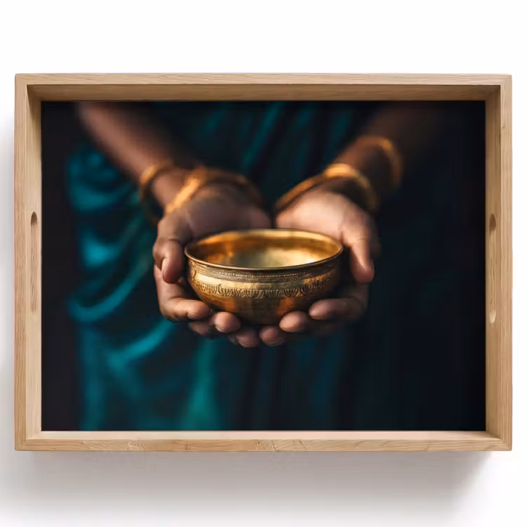 Tray - Gold - Bowl - Blue — 1