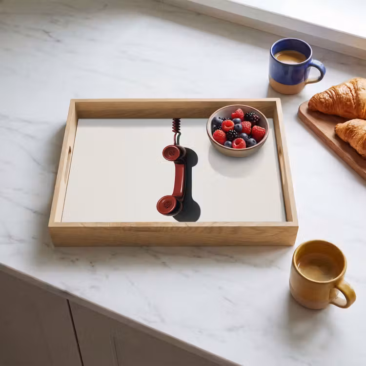 Tray - Phone - Cord - Red - Minimalist — 3