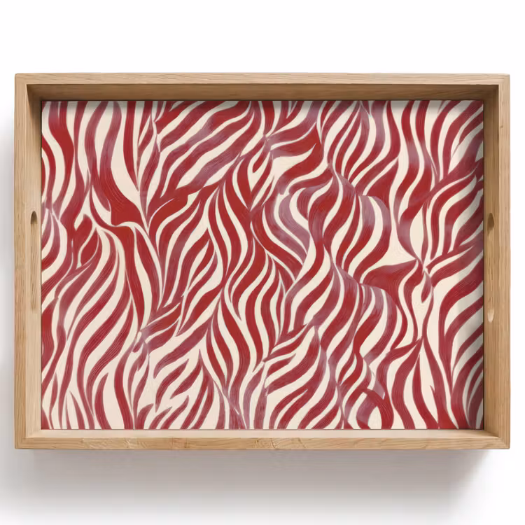 Tray - Wavy shapes - Abstract - Red — 1