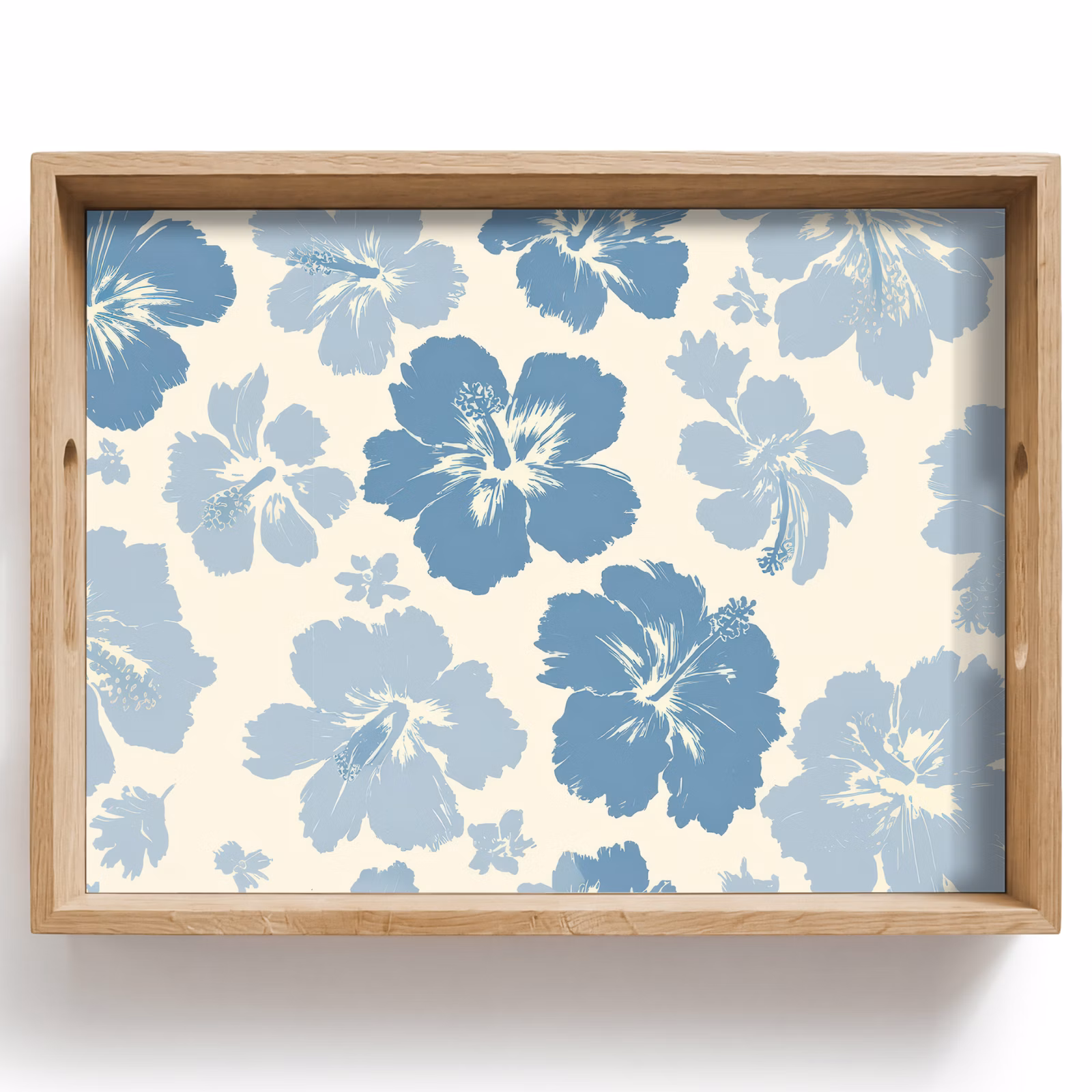 Tray - Hibiscus flowers - Blue - Pattern - Tropical — 1