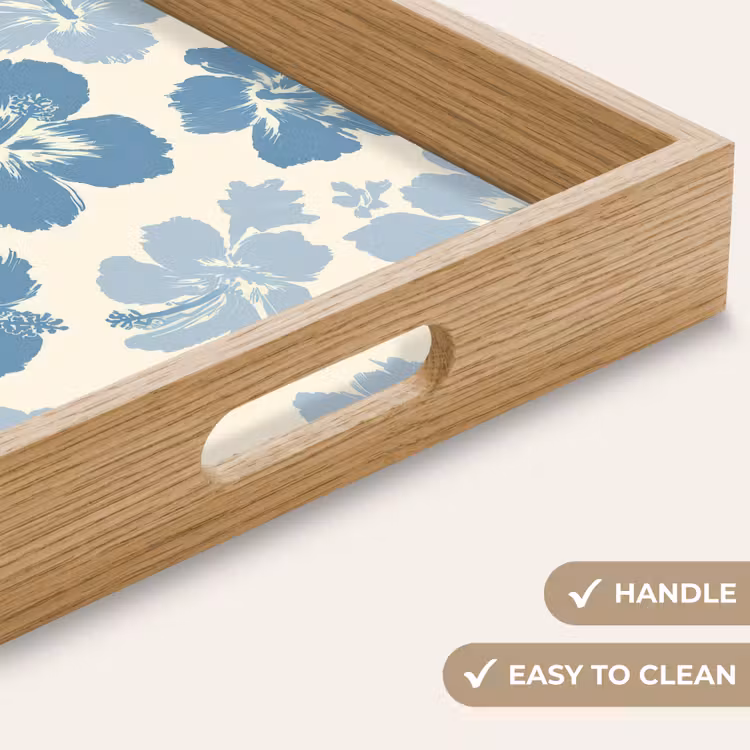 Tray - Hibiscus flowers - Blue - Pattern - Tropical — 9