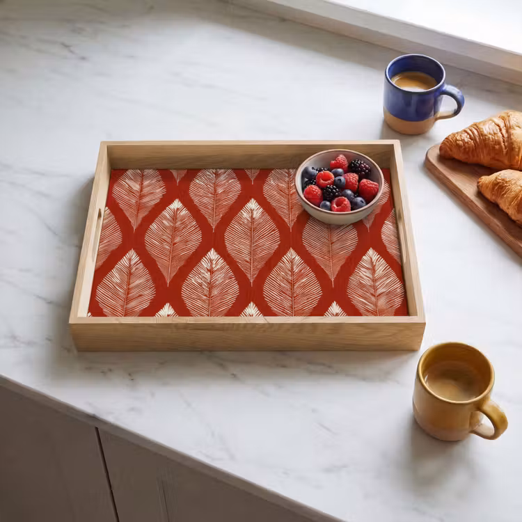 Tray - Leaves - Red - Elegant — 3