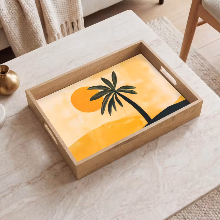 Tray - Illustration - Palm tree - Sun - Hills — 2