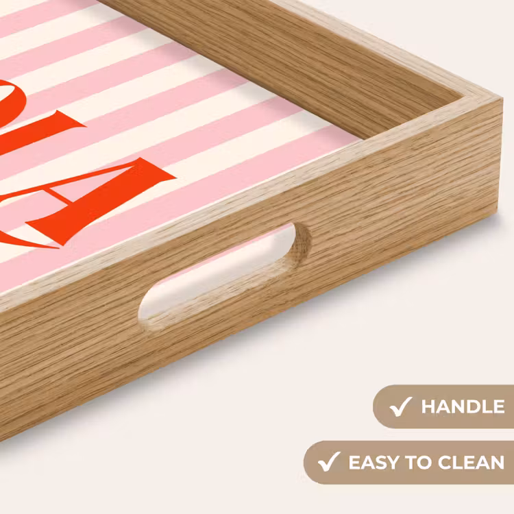 Tray - Hola - Quote - Stripes - Pastel - Pink - Red - White — 9