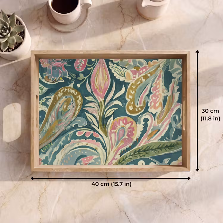 Tray - Patterned - Colorful - Ornate - Green — 7