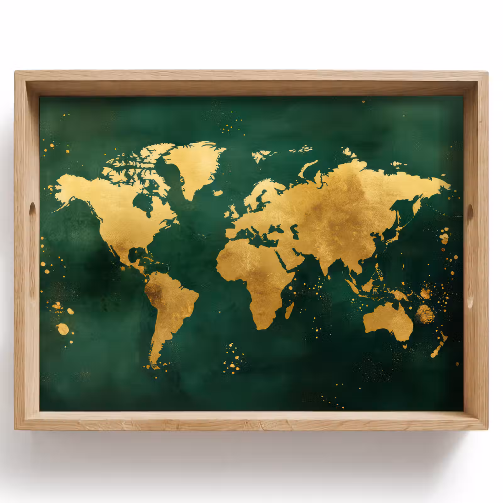 Tray - World map - Green - Gold — 1