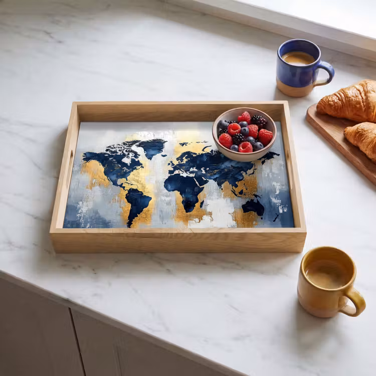 Tray - World map - Blue - Abstract — 3