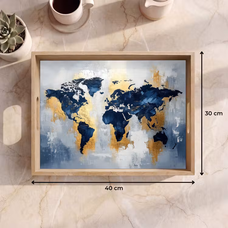 Tray - World map - Blue - Abstract — 8