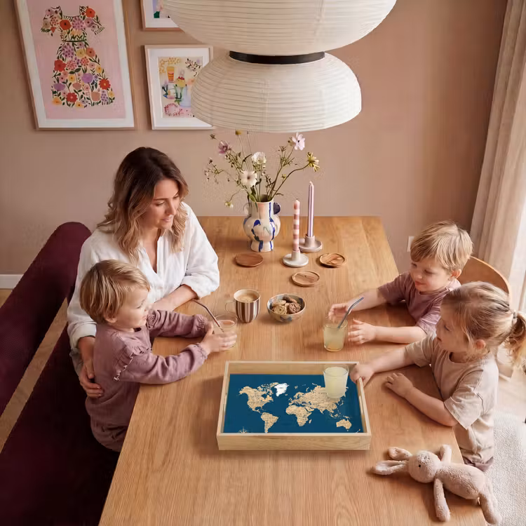 Tray - World map - Dark blue - Beige — 5
