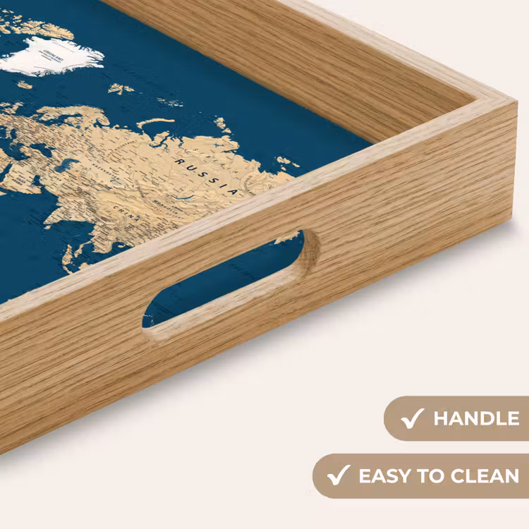 Tray - World map - Dark blue - Beige — 9