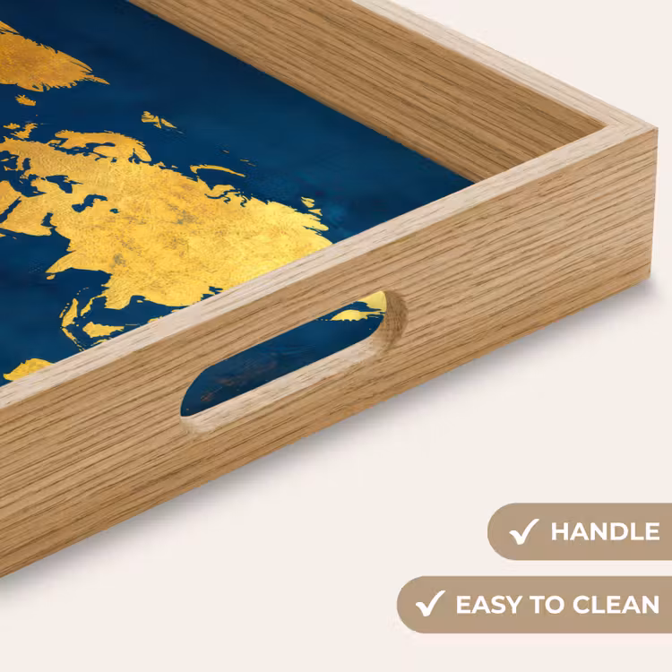 Tray - World map - Gold - Dark blue — 9