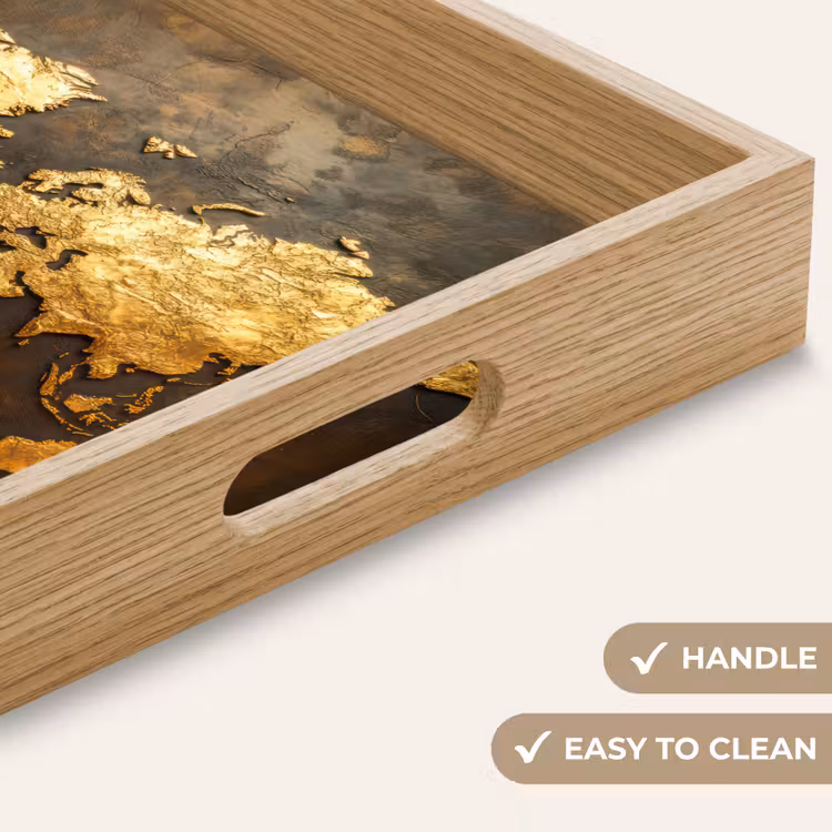 Tray - World map - Gold - Rust — 9