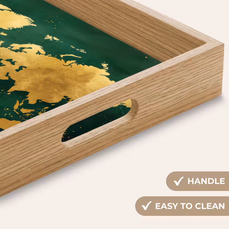 Tray - World map - Green - Gold — 9