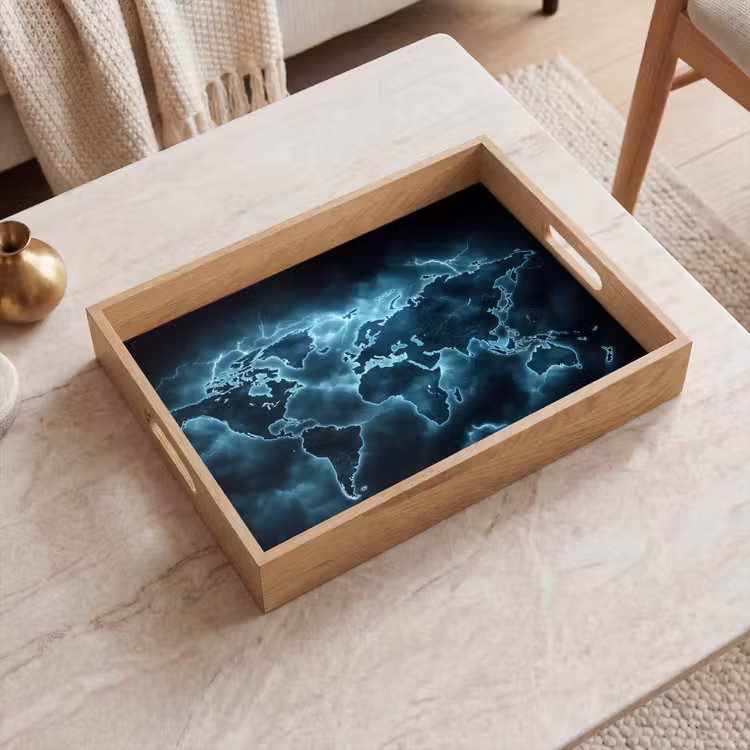 Tray - World map - Lightning - Blue — 2