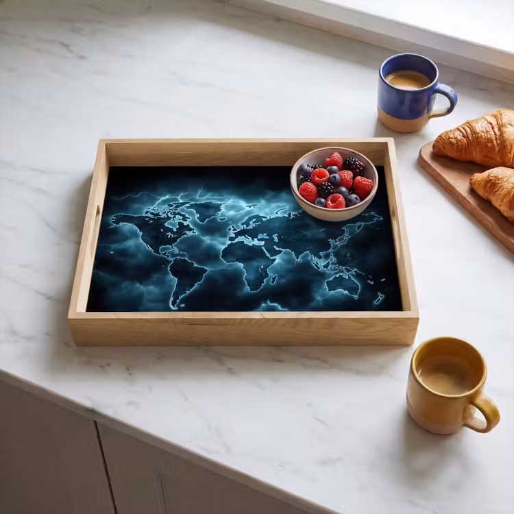 Tray - World map - Lightning - Blue — 3