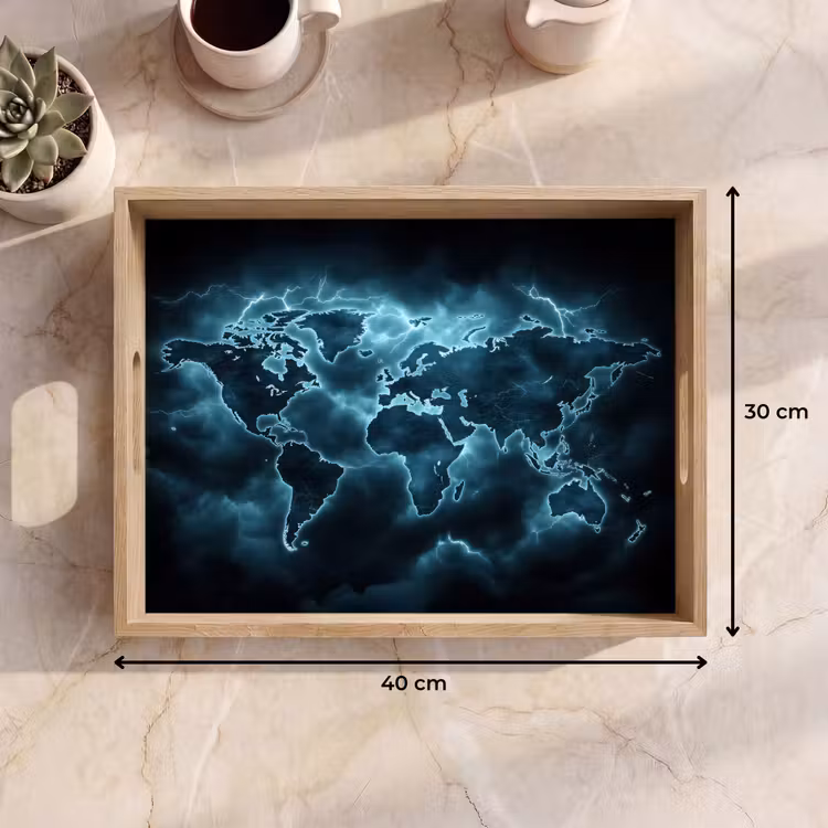 Tray - World map - Lightning - Blue — 8