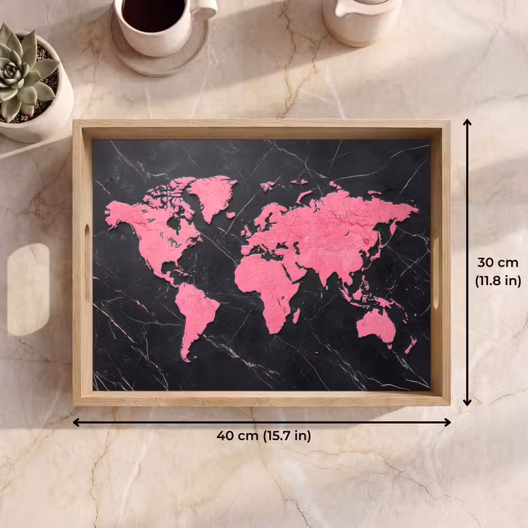 Tray - World map - Pink - Marble — 7